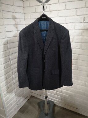 Bellissimo Men's Size 42S Black Herringbone Lined 2 Button Closure Sports Coat